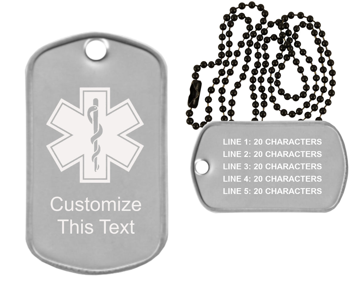Unicorn Medic Alert Dog Tag Necklace in Silver and Magic