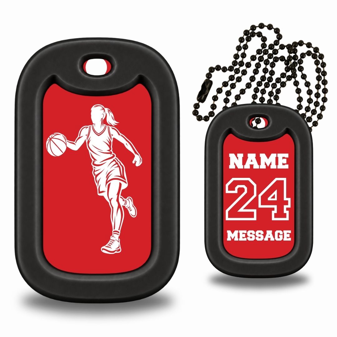 Female Basketball Player Dog Tag - Personalized Basketball Necklace