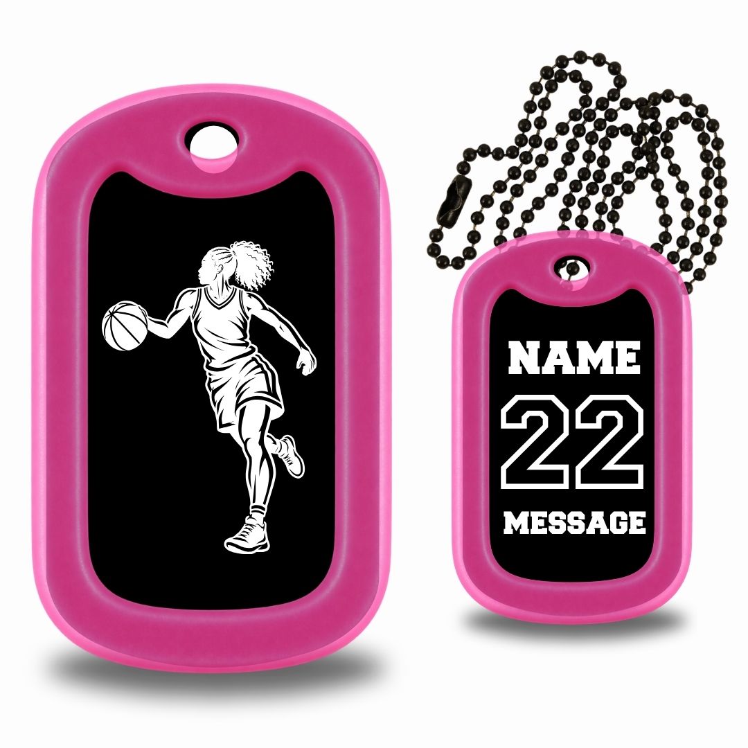 Girls Basketball Player Dog Tag - Personalized Basketball Necklace
