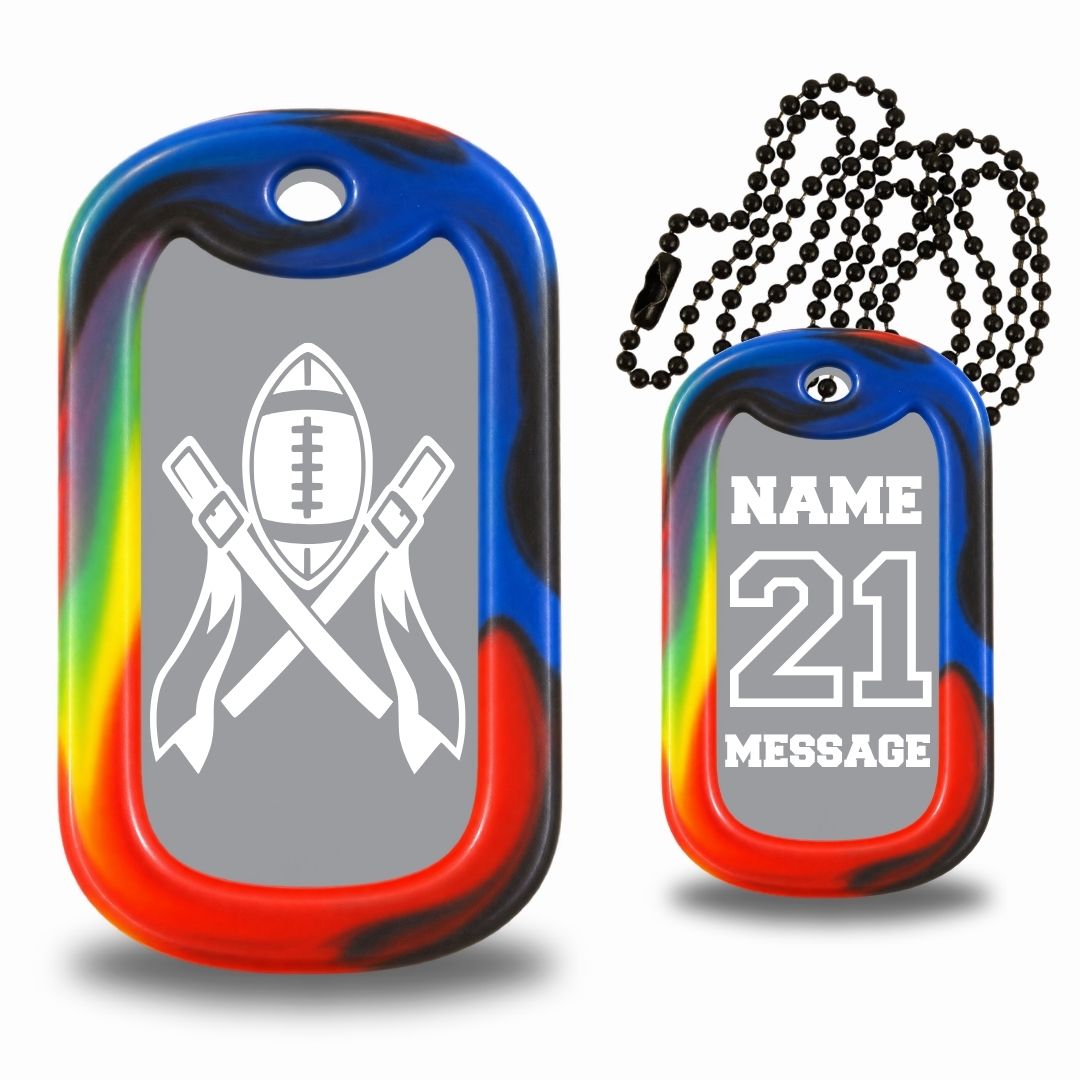 Flag Pull Football Dog Tag Necklace – Personalized