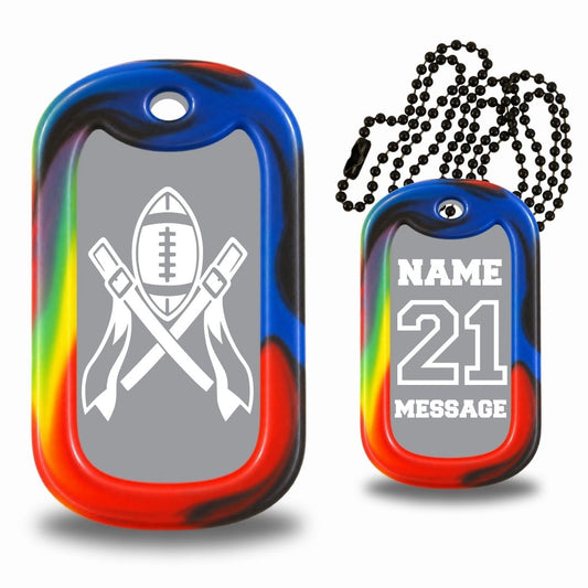 Flag Pull Football Dog Tag Necklace – Personalized