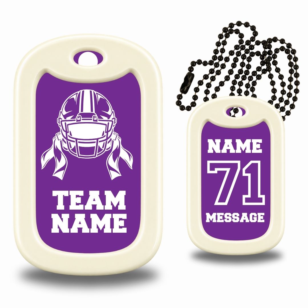 Flag Football Helmet Dog Tag Necklace – Personalized