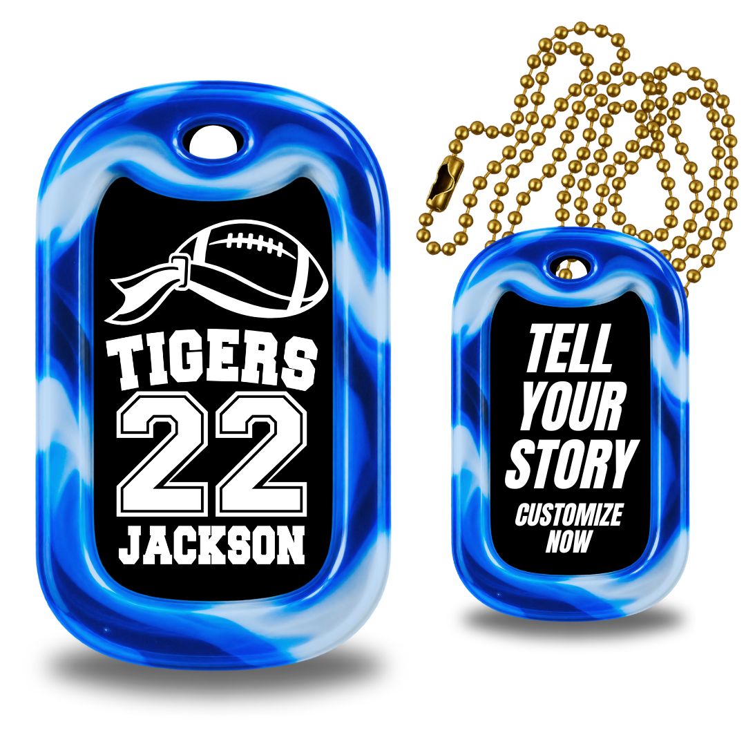 Flag Football Team Name & Number Dog Tag Necklace – Personalized