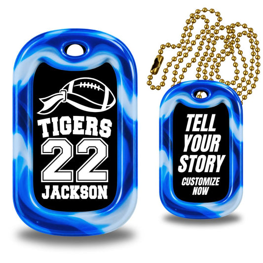 Flag Football Team Name & Number Dog Tag Necklace – Personalized