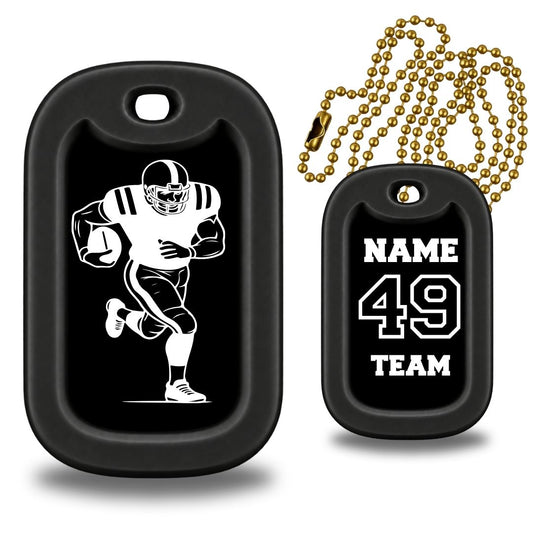 Football Player Dog Tag Necklace – Personalized