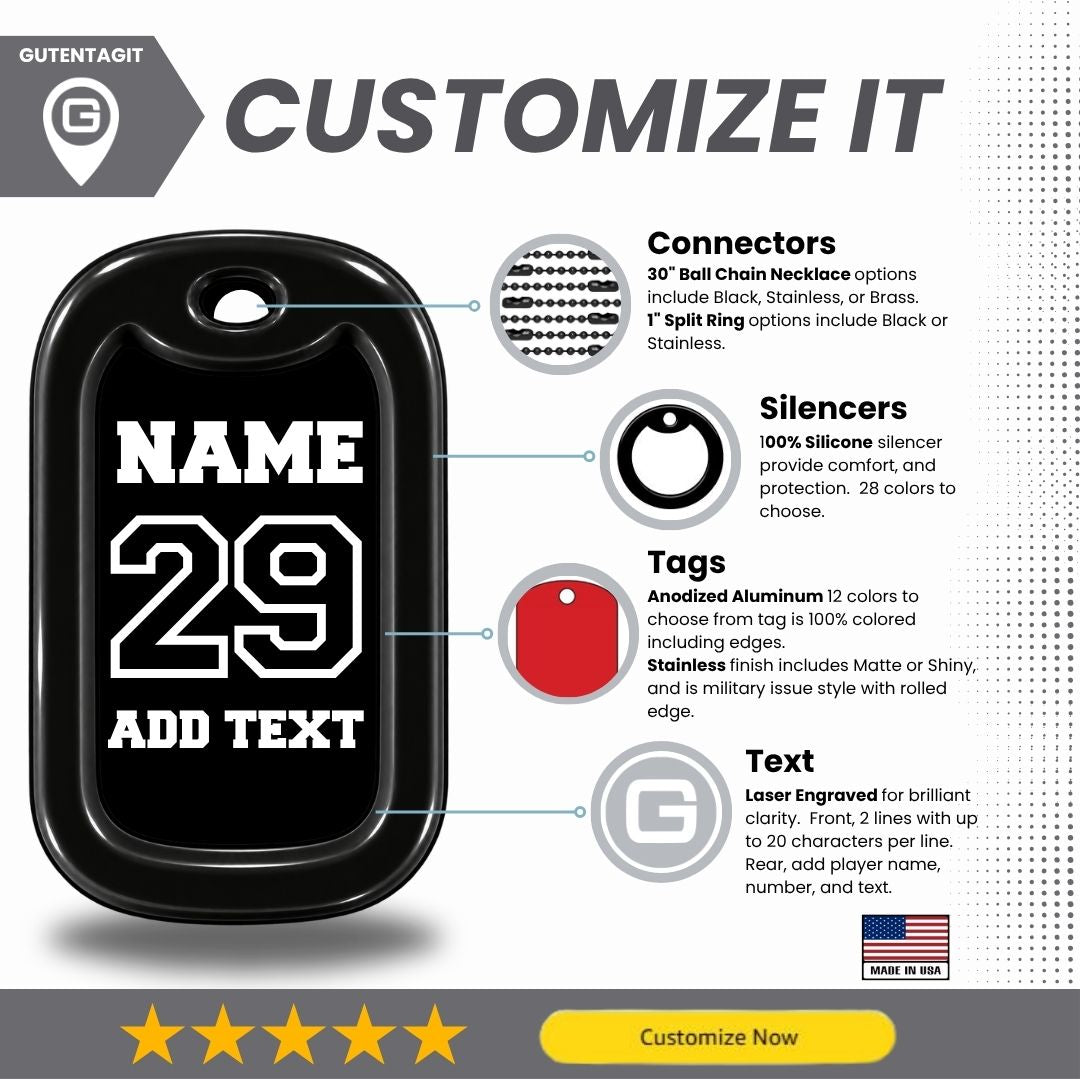 Football Dog Tag Necklace – Personalized