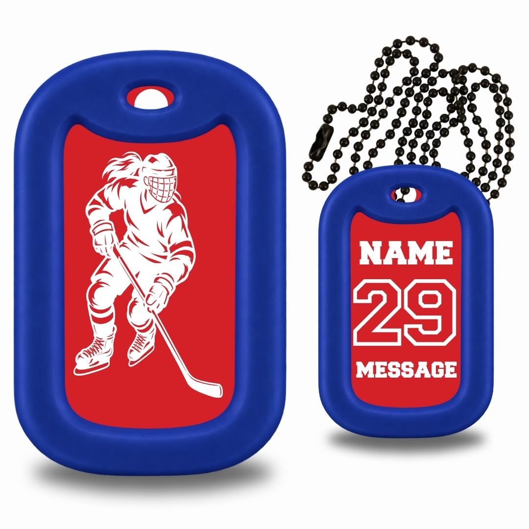 Female Hockey Player Dog Tag Necklace – Personalized