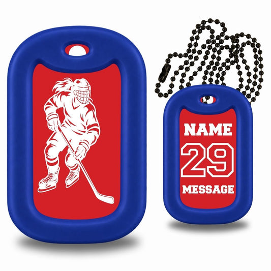 Female Hockey Player Dog Tag Necklace – Personalized