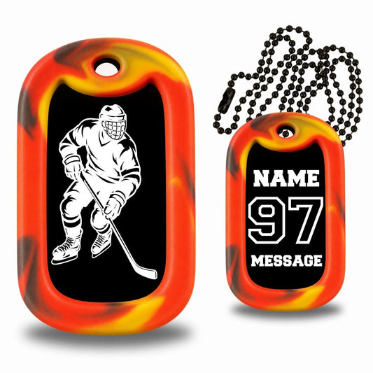 Hockey Player Dog Tag Necklace – Personalized
