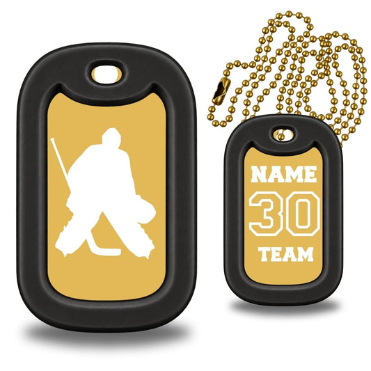 Hockey Goalie Silhouette Dog Tag Necklace – Personalized
