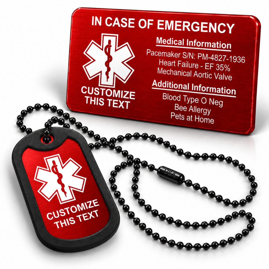 Medical Wallet Card + Medical Dog Tag Set – Personalized