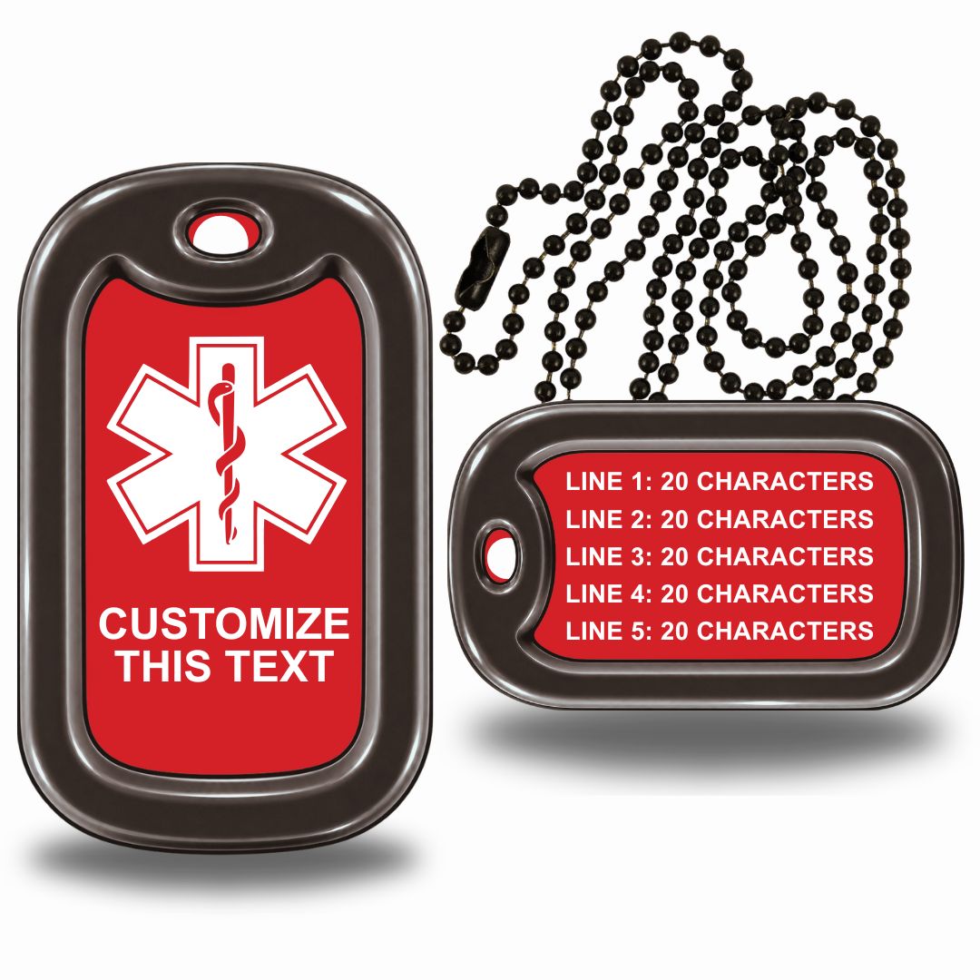Medical Alert Dog Tag Necklace - Personalized