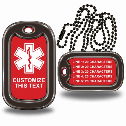 Medical Alert Dog Tag Necklace - Personalized