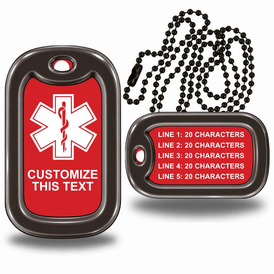 Medical Alert Dog Tag Necklace - Personalized