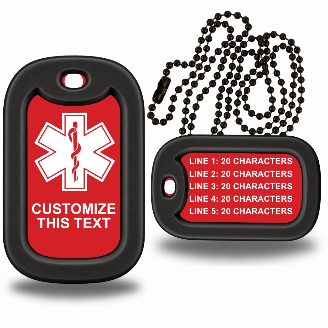 Medical Alert Dog Tag Necklace - Personalized