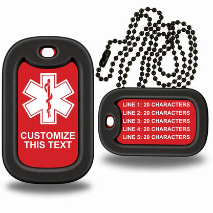 Medical Alert Dog Tag Necklace - Personalized