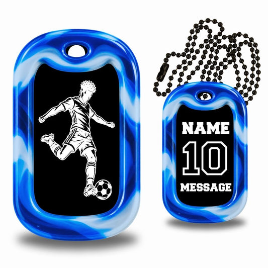 Soccer Player Dog Tag Necklace – Personalized