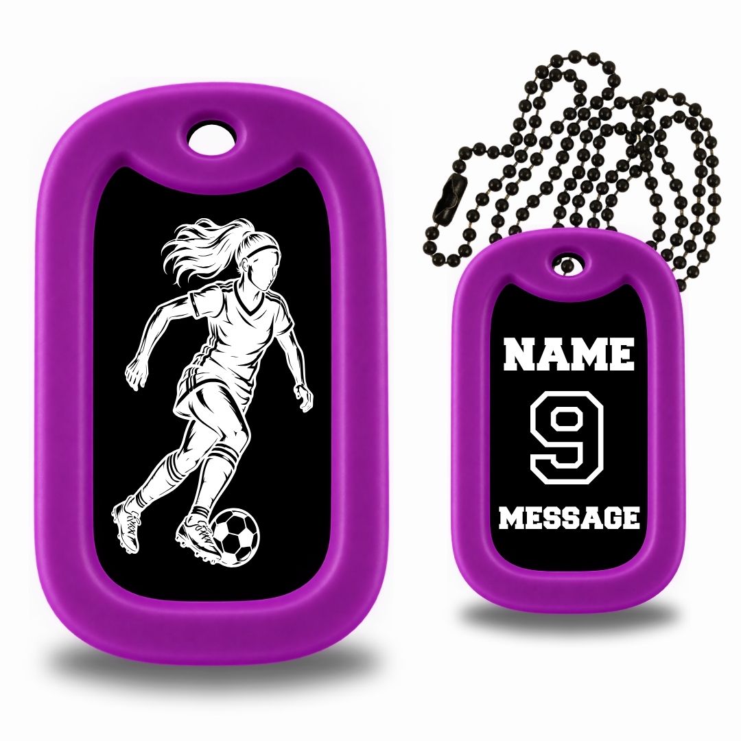Female Soccer Dog Tag Necklace – Personalized