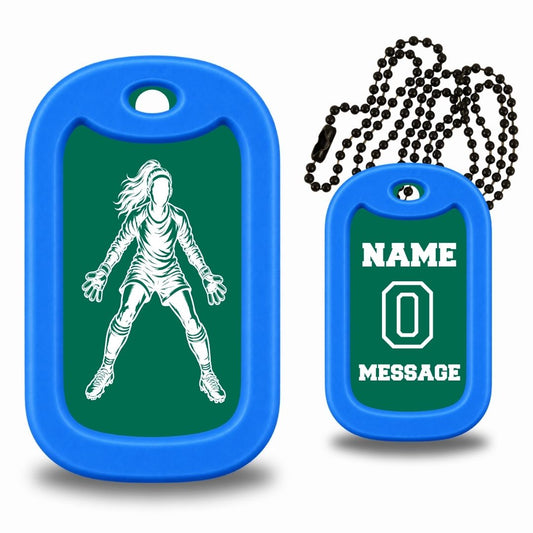 Girls Soccer Goalkeeper Dog Tag Necklace – Personalized