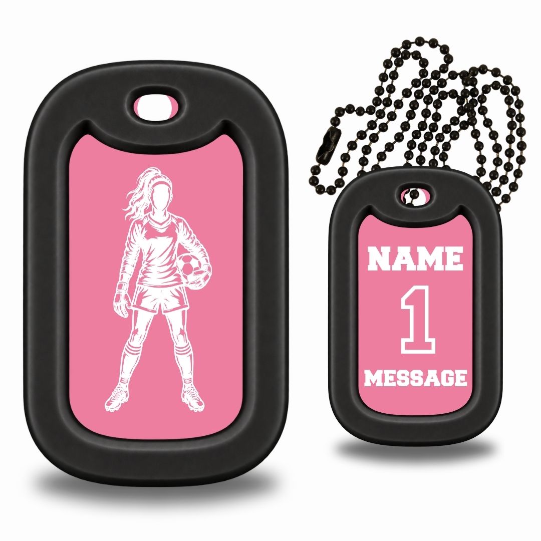 Female Soccer Goalie Dog Tag Necklace – Personalized