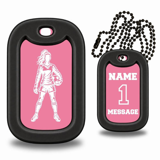 Female Soccer Goalie Dog Tag Necklace – Personalized