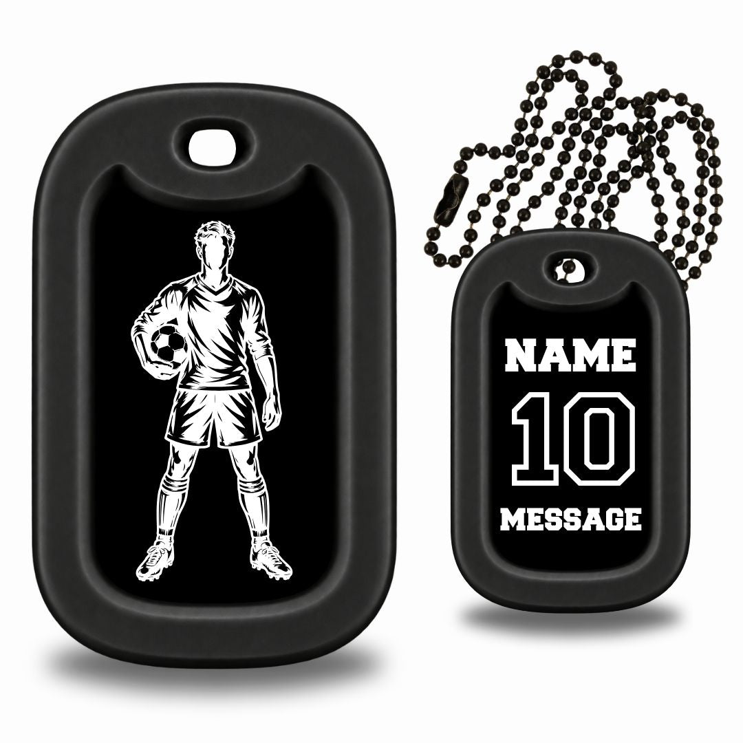 Soccer Player Dog Tag Necklace – Personalized