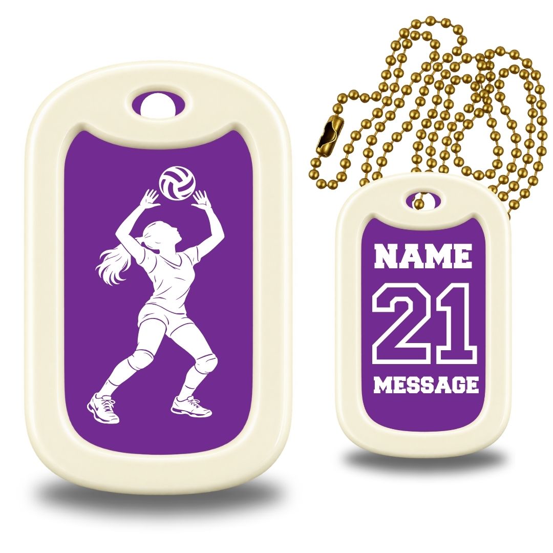 Female Volleyball Setter Dog Tag Necklace – Personalized