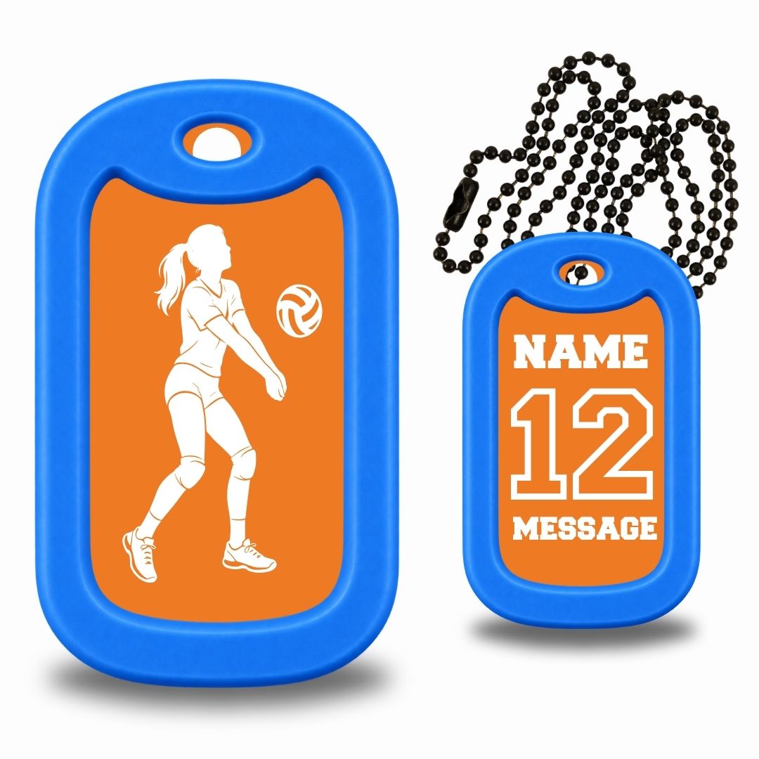 Female Volleyball Player Dog Tag Necklace – Personalized