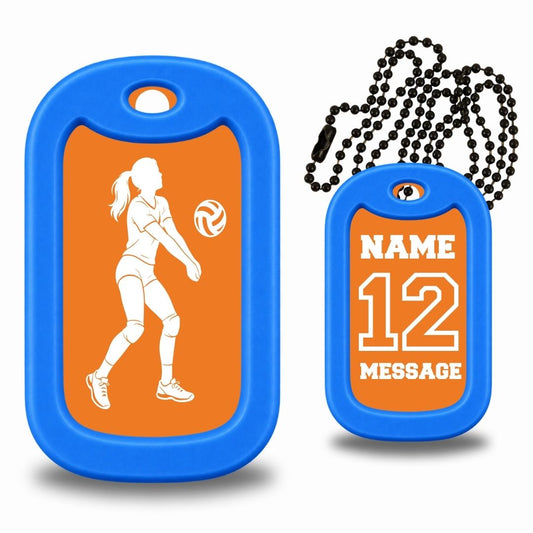 Female Volleyball Player Dog Tag Necklace – Personalized