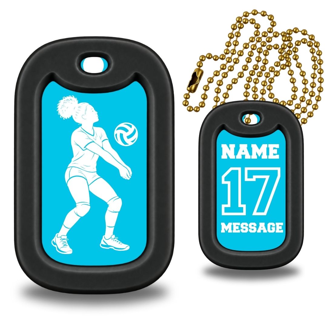 Female Volleyball Defensive Player Dog Tag Necklace – Personalized
