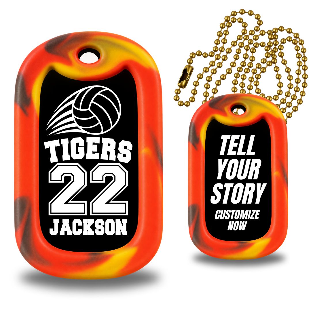 Volleyball Team Number Dog Tag Necklace – Personalized