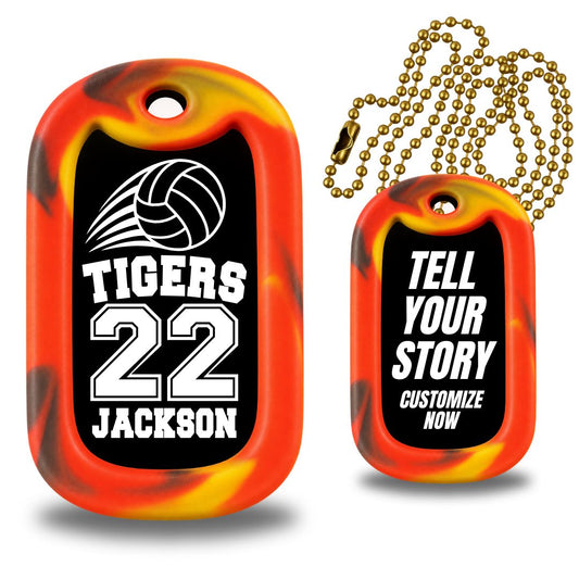 Volleyball Team Number Dog Tag Necklace – Personalized