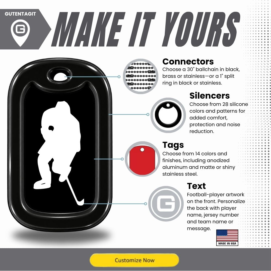 Hockey Player Dog Tag Necklace – Personalized