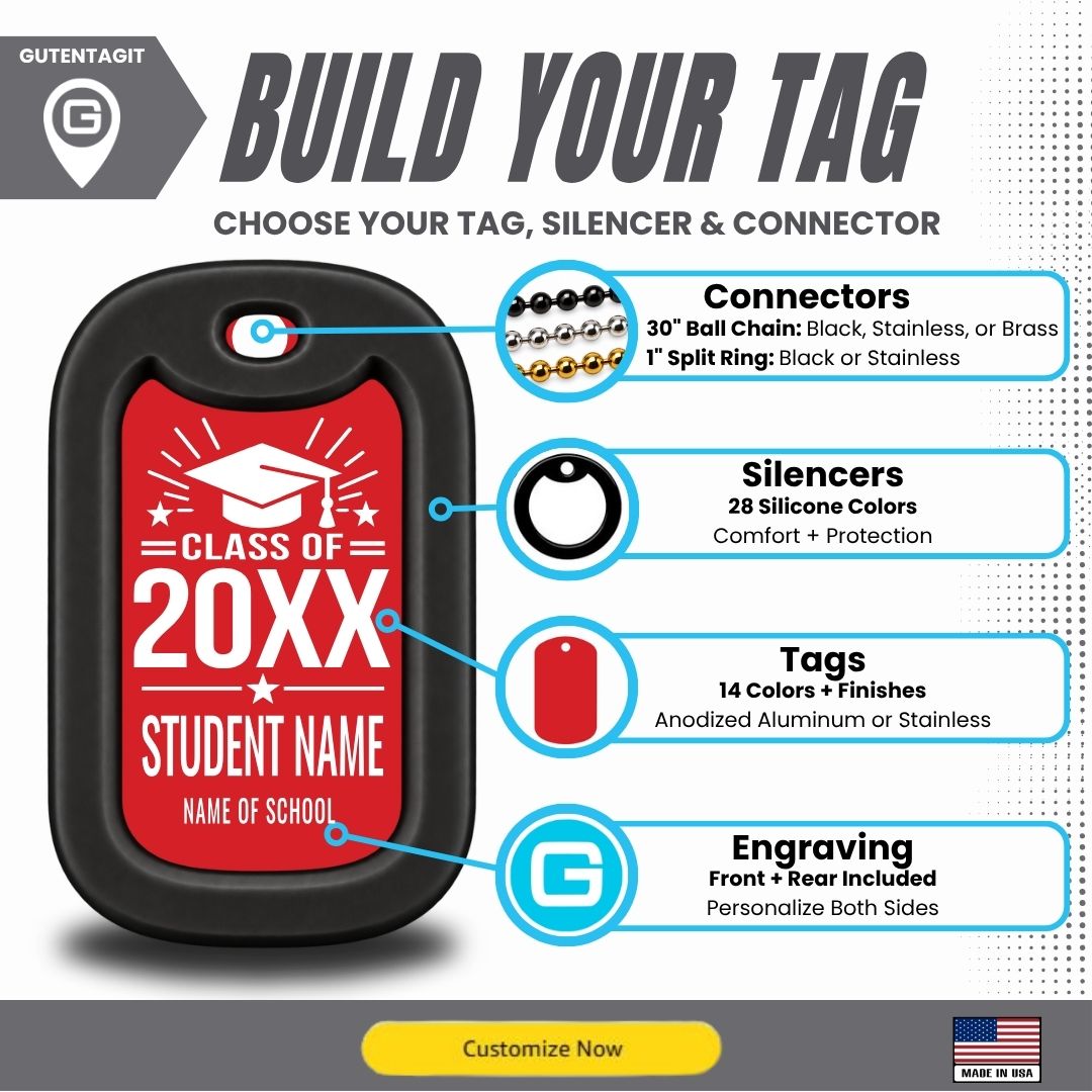 Graduation Dog Tag Necklace – Custom Class of 20XX