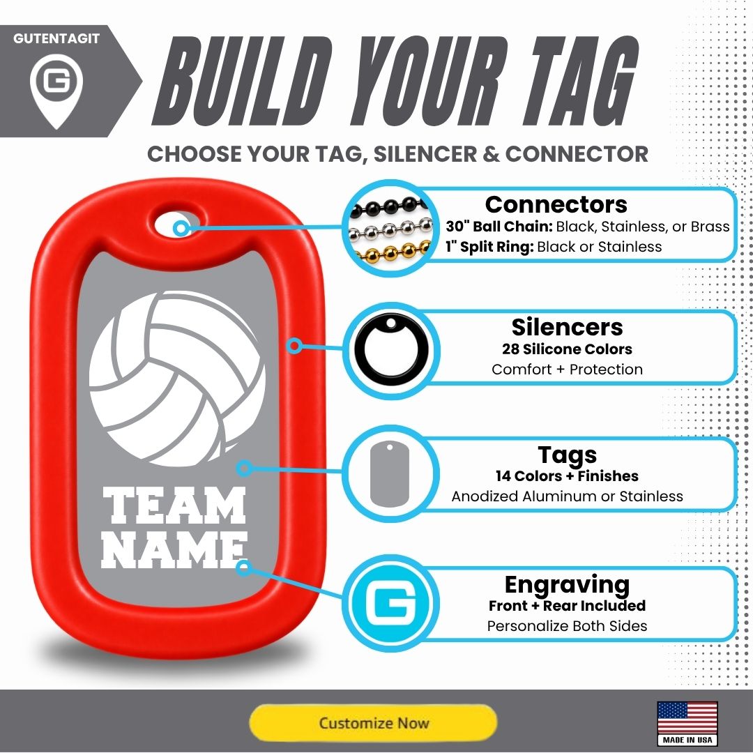 Volleyball Team Dog Tag Necklace – Personalized
