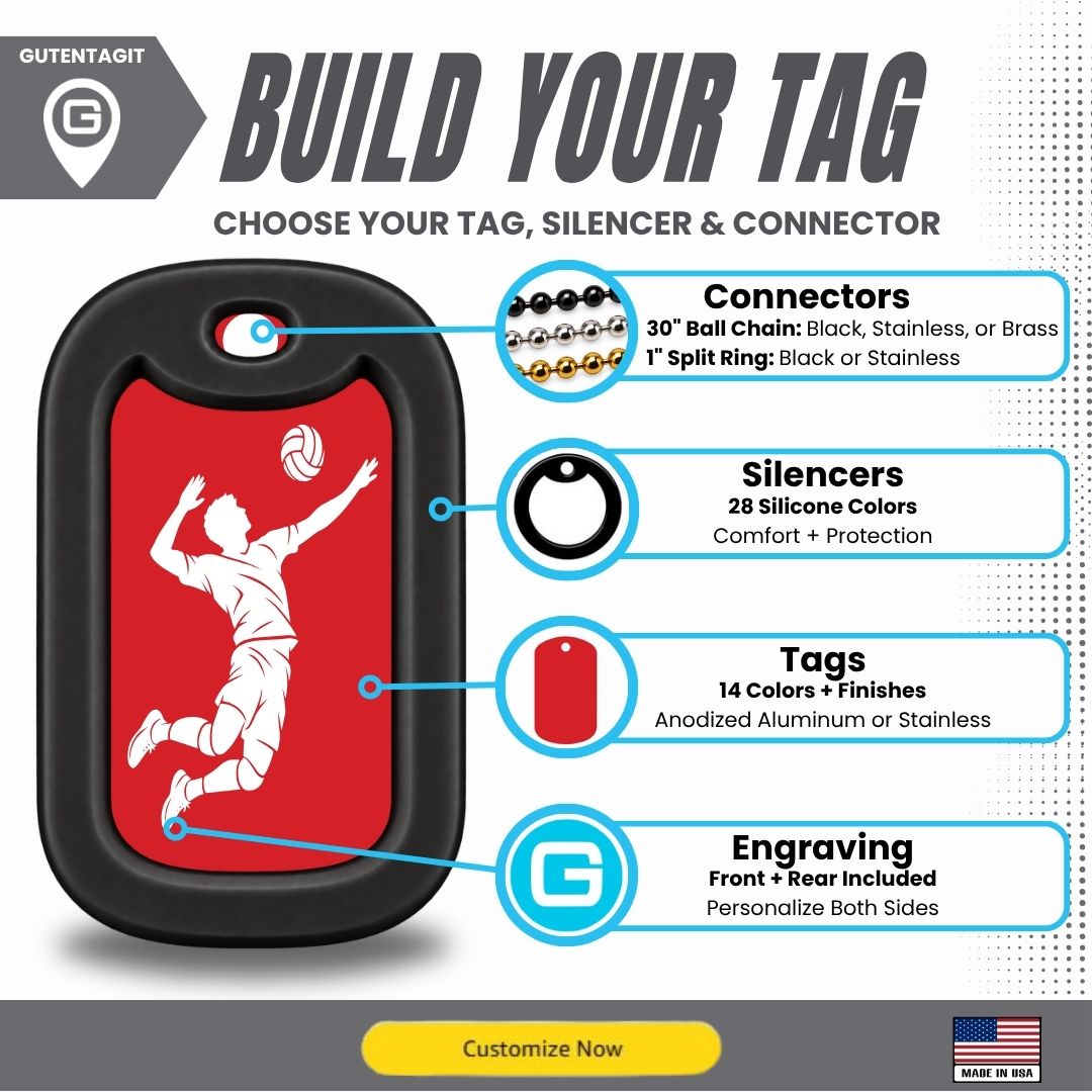 Volleyball Player Dog Tag Necklace – Personalized