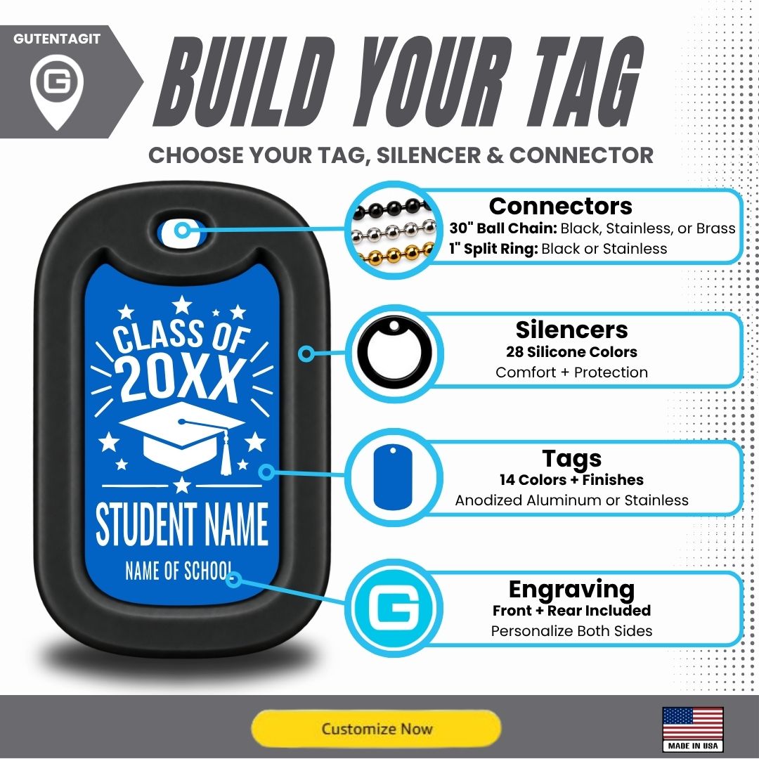 Graduation Dog Tag Necklace – Custom Class of 20XX