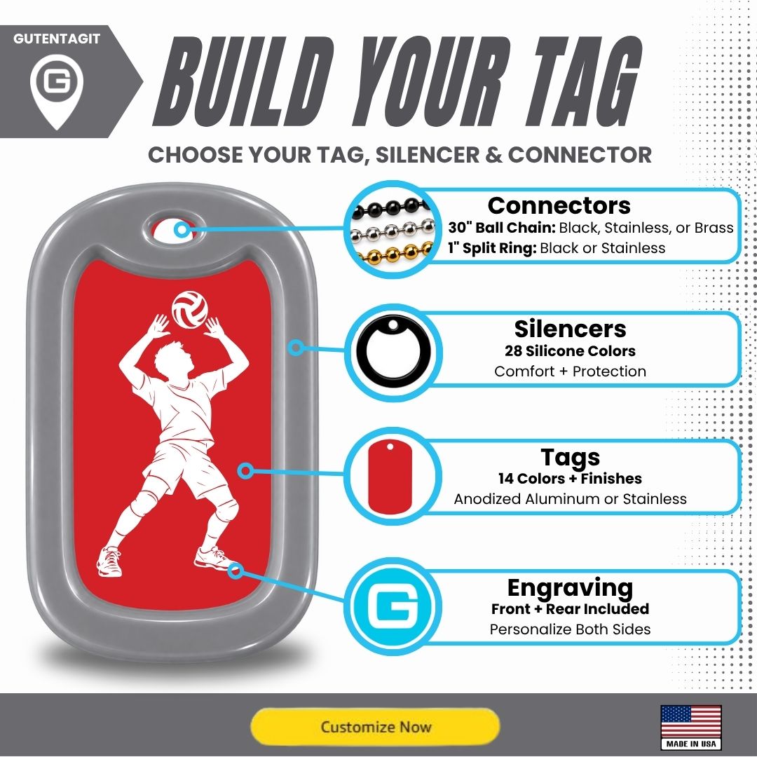 Volleyball Setter Dog Tag Necklace – Personalized