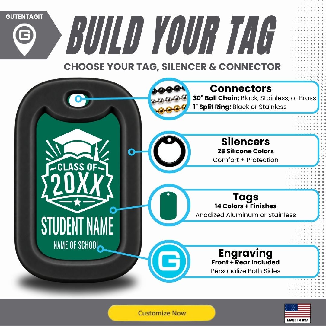 Graduation Dog Tag Necklace – Custom Class of 20XX
