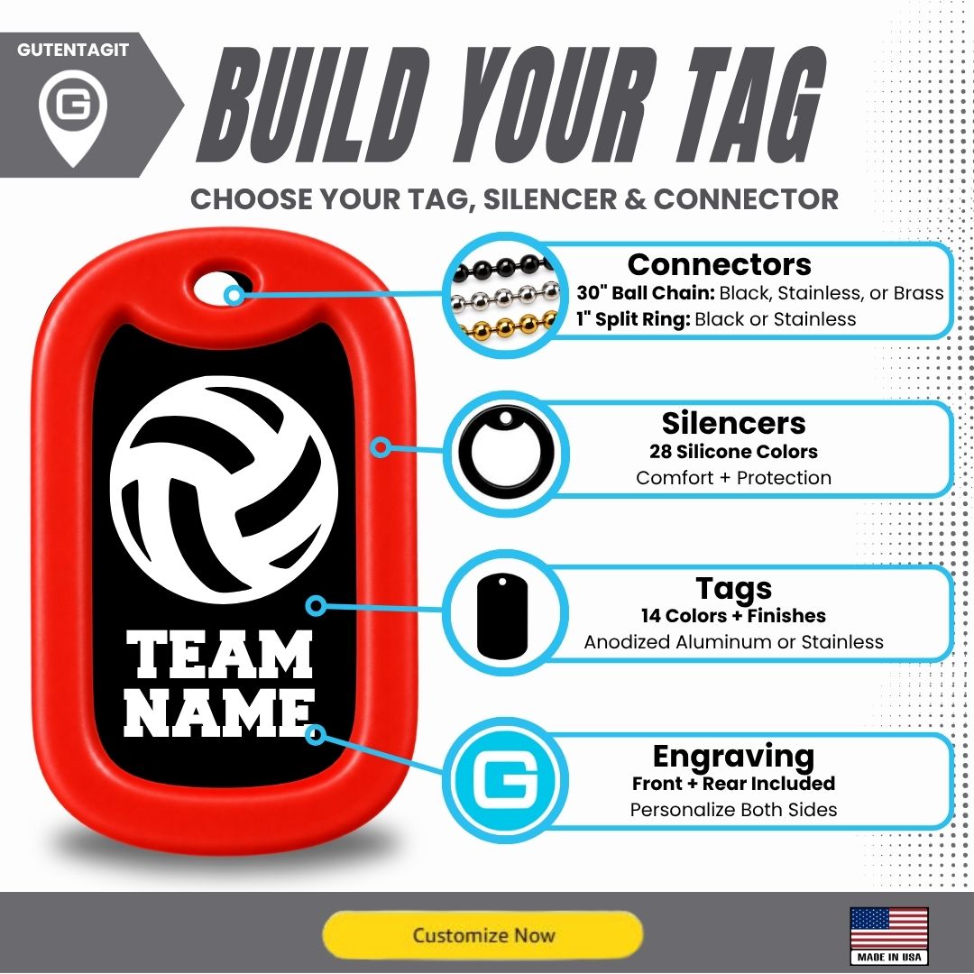 Volleyball Team Dog Tag Necklace – Personalized