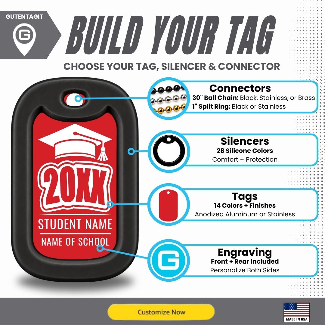Graduation Dog Tag Necklace – Custom Class of 20XX
