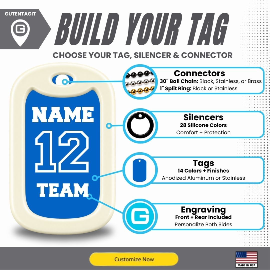 Football Quarterback Dog Tag Necklace – Personalized