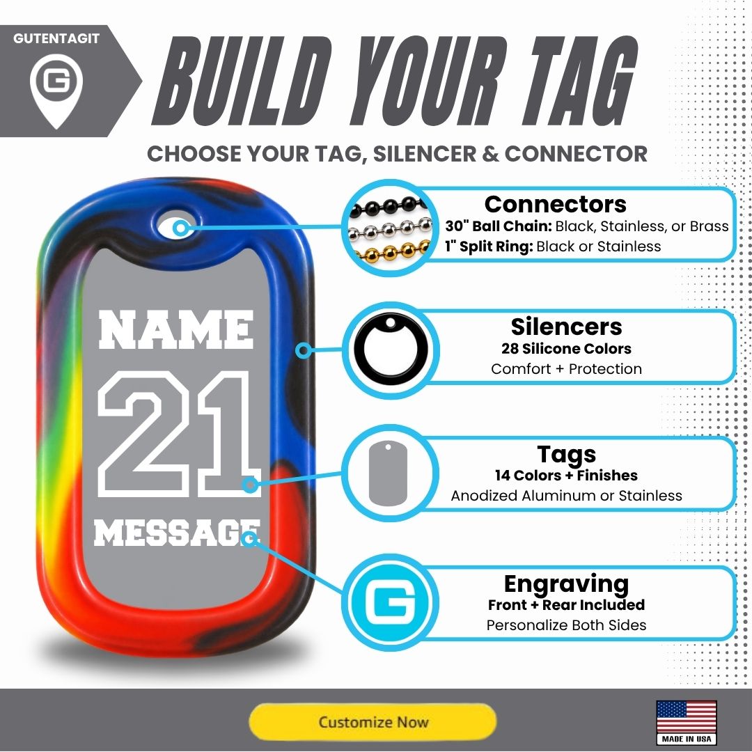 Flag Pull Football Dog Tag Necklace – Personalized