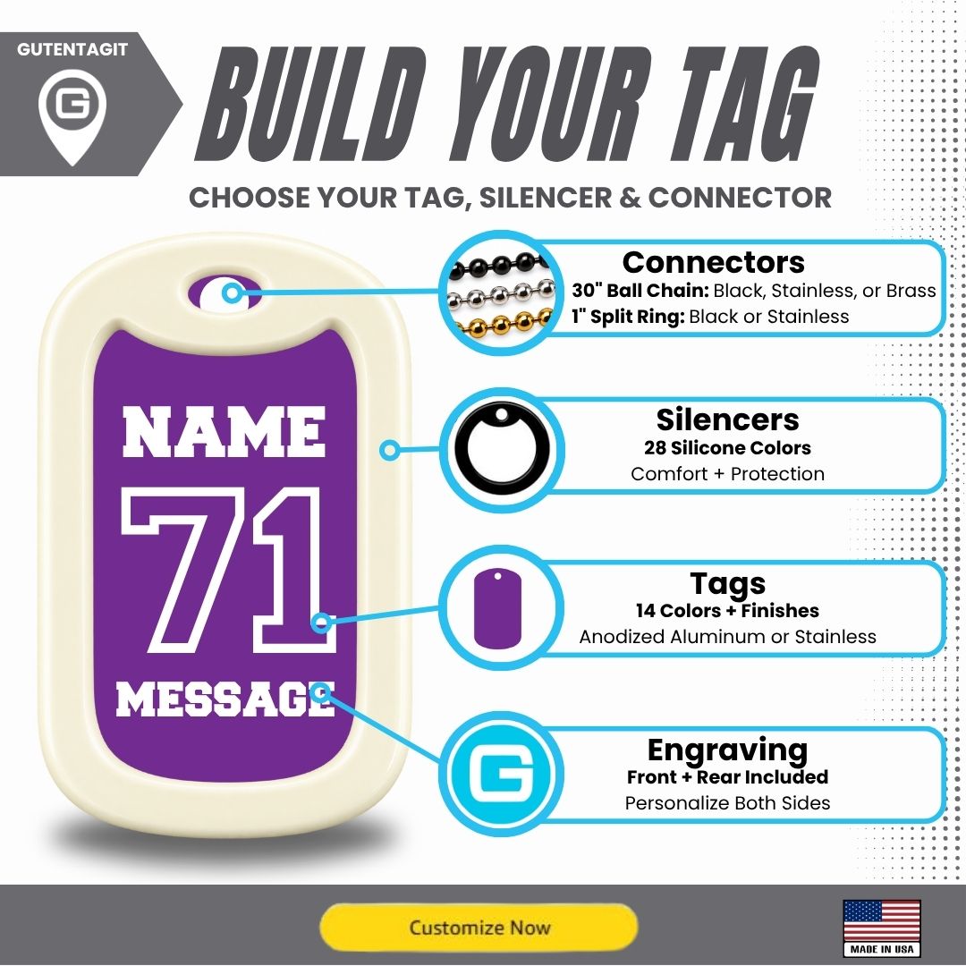 Flag Football Helmet Dog Tag Necklace – Personalized