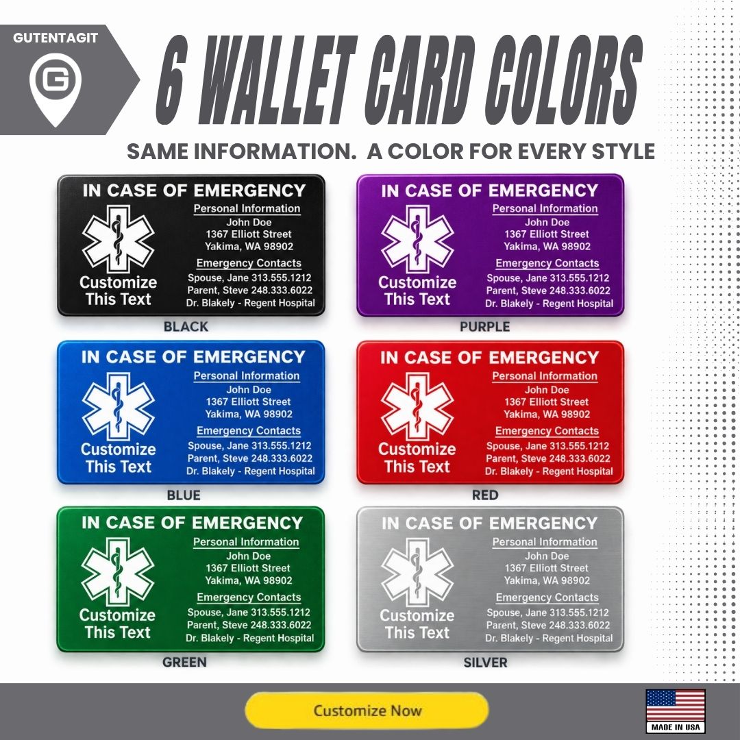 Medical Wallet Card + Medical Dog Tag Set – Personalized