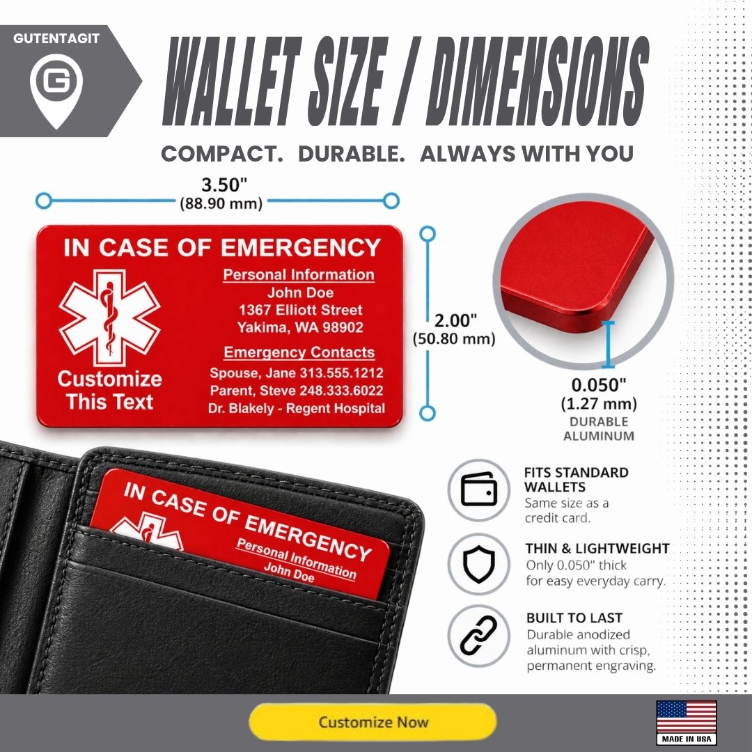 Medical Wallet Card + Medical Dog Tag Set – Personalized