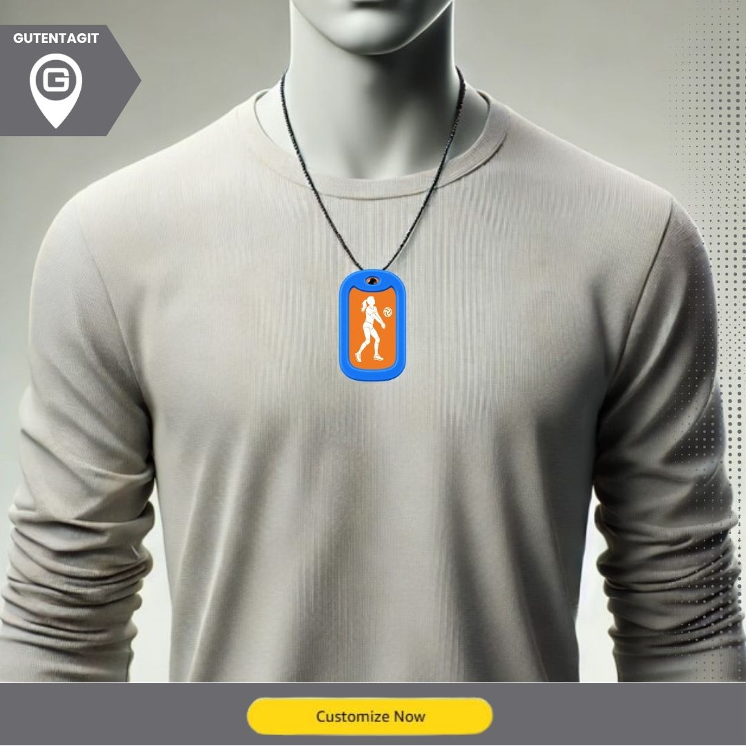 Female Volleyball Player Dog Tag Necklace – Personalized