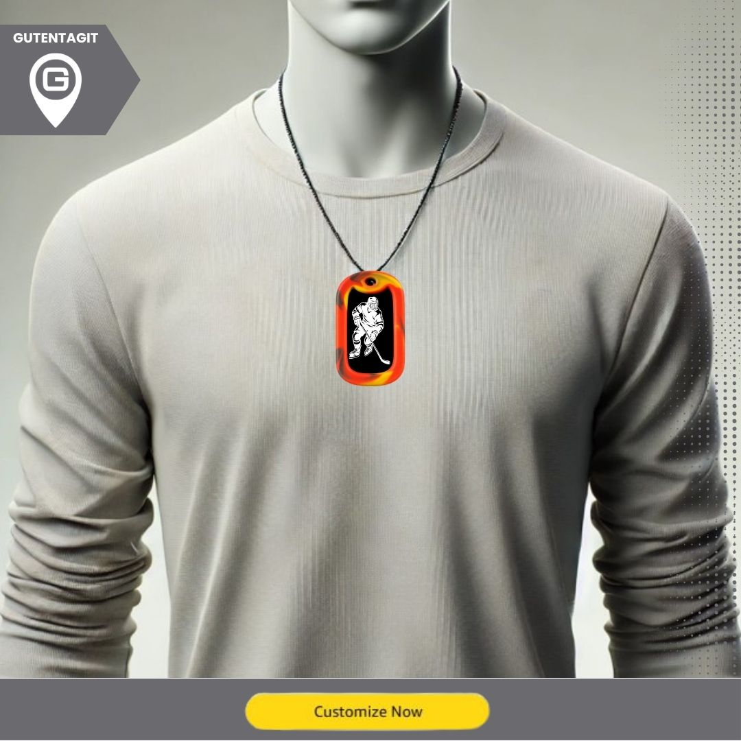 Hockey Player Dog Tag Necklace – Personalized