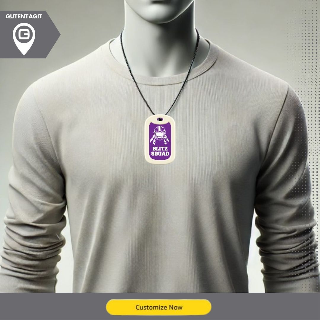 Flag Football Helmet Dog Tag Necklace – Personalized