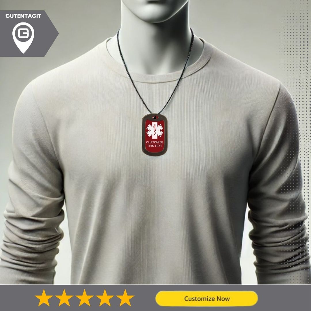Medical Alert Dog Tag Necklace - Personalized